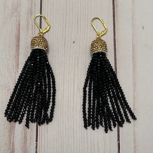 Mardi Gras Beaded Tassel Earrings