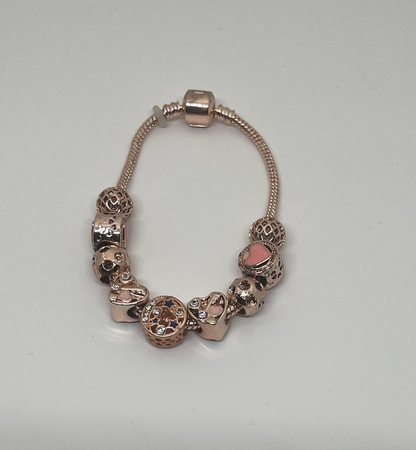 Stars and Hearts Rose Gold Pandora Style Charm Bracelet Etsy