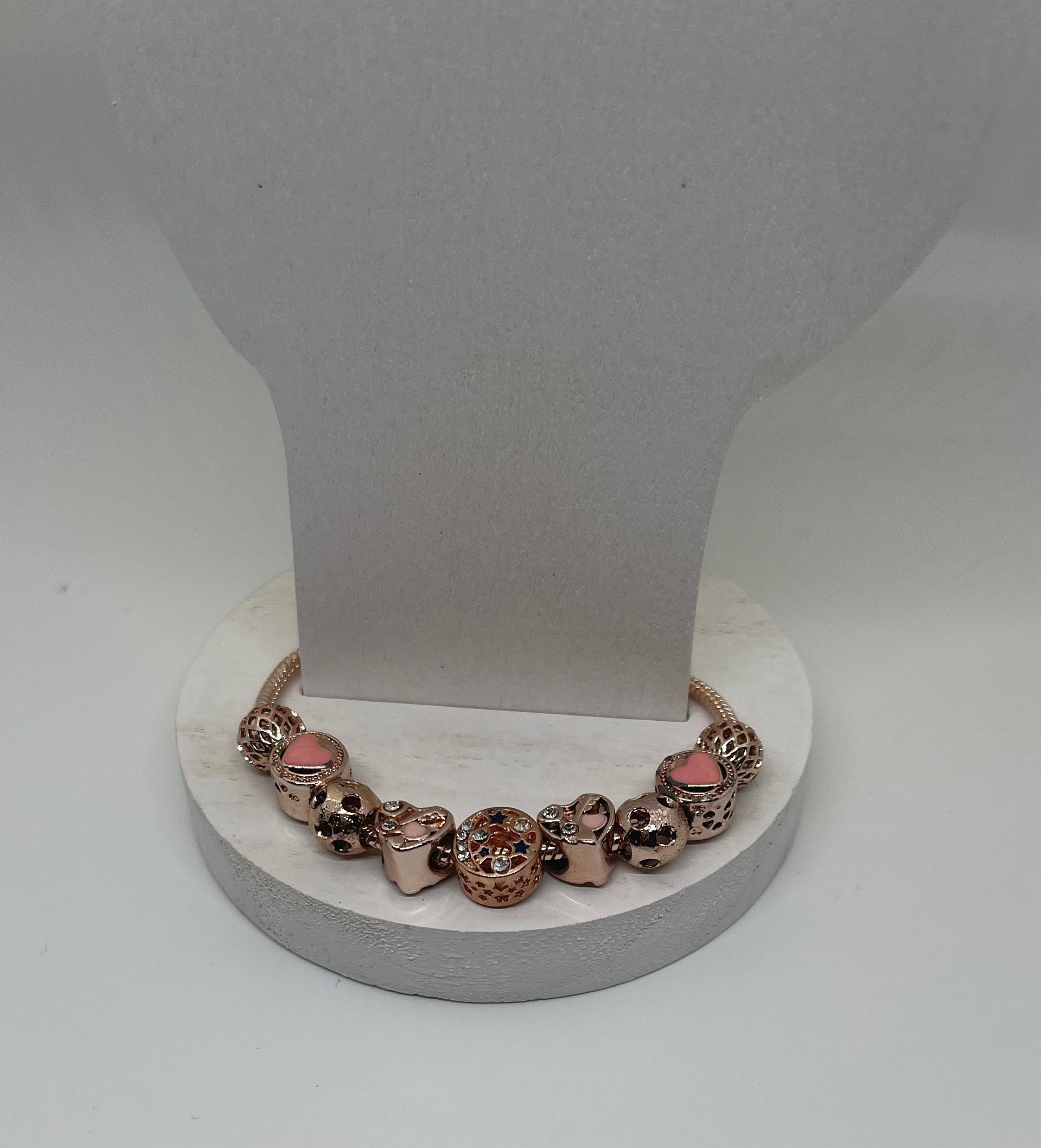 Stars and Hearts Rose Gold Pandora Style Charm Bracelet - Etsy