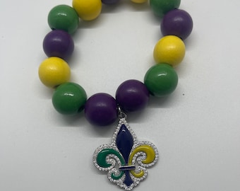 Mardi Gras Beaded Bracelet