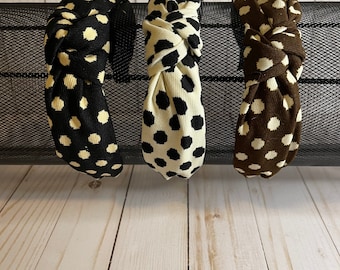 Polka Dot Print Bow Headband
