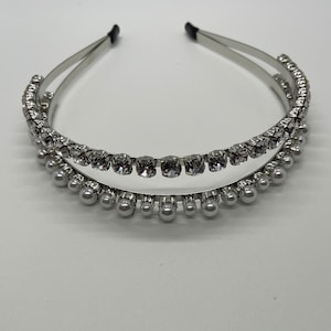 Diamond and Peals Metal Double Row Headband