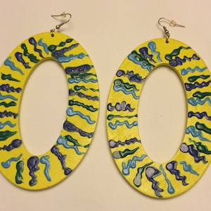 Oval custom painted earrings