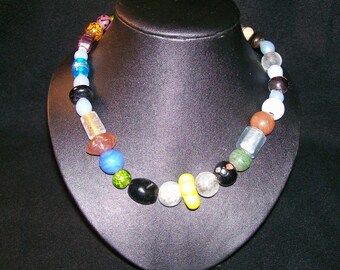 Handmade Multi-Colored Bead Necklace - 20 Inch
