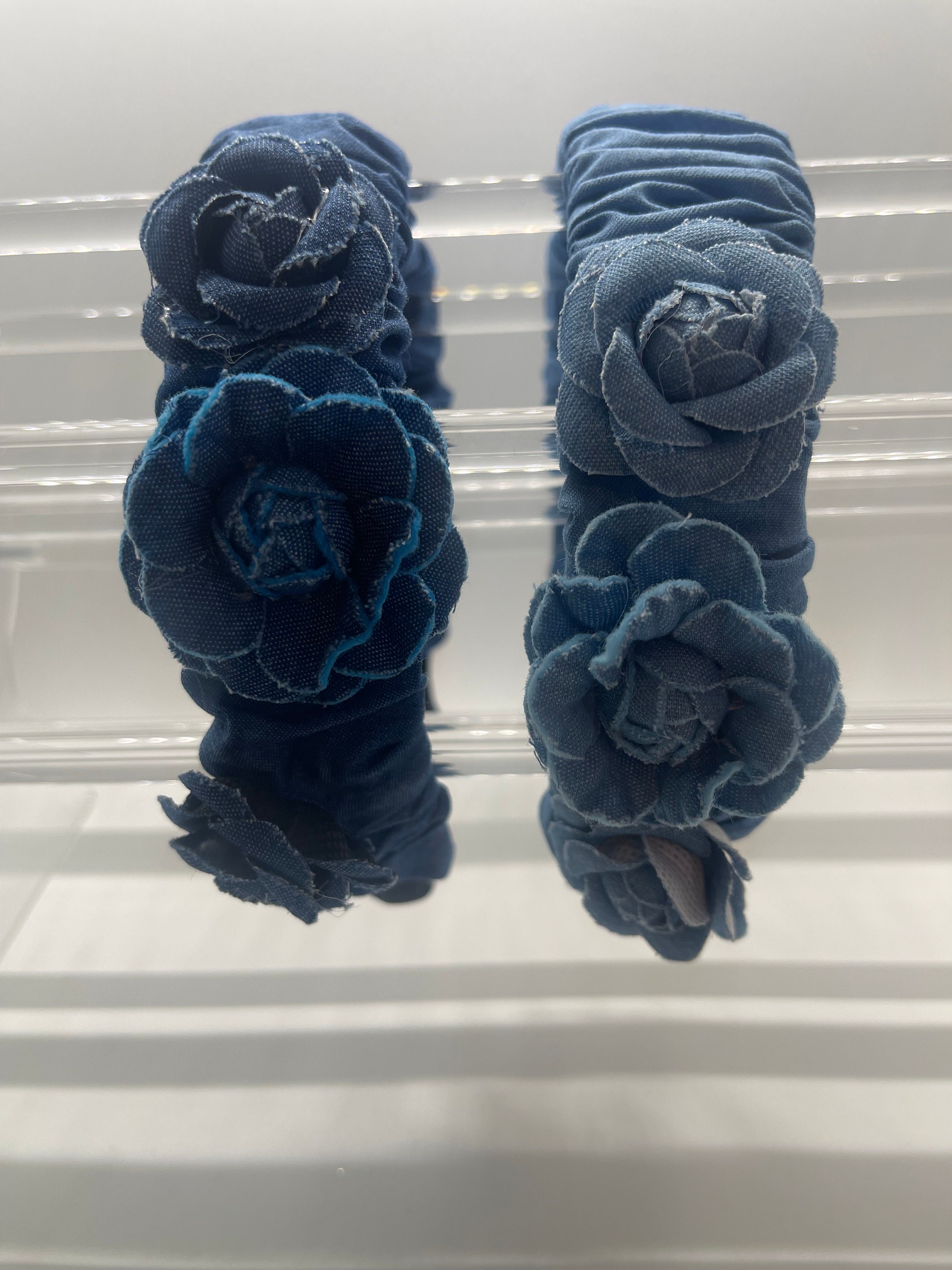 Flower Denim Headband - Etsy