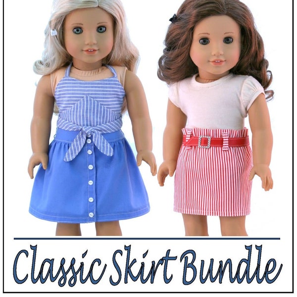 Classic Skirt Bundle 18 inch Doll Clothes Pattern Fits Dolls such as American Girl® - Forever 18 Inches - PDF - Pixie Faire