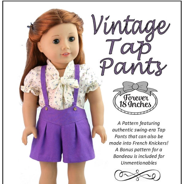 Vintage Tap Pants 18 inch Doll Clothes Pattern Fits Dolls such as American Girl® - Forever 18 Inches - PDF - Pixie Faire