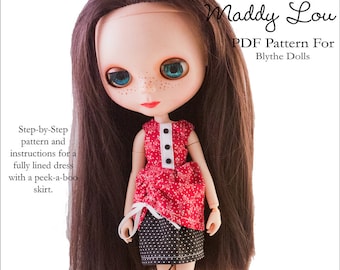 Maddy Lou Dress Doll Clothes Pattern Designed to Fit Blythe® Dolls - Aha Customs - PDF - Pixie Faire