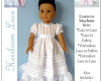 Heirloom Lace 18 inch Doll Clothes Pattern Designed to Fit Dolls such as American Girl® - Karen Lorraine Design - PDF - Pixie Faire