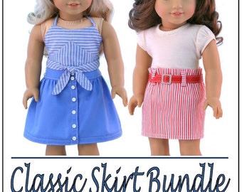 Classic Skirt Bundle 18 inch Doll Clothes Pattern Fits Popular 18" Dolls - Forever 18 Inches - PDF - Pixie Faire
