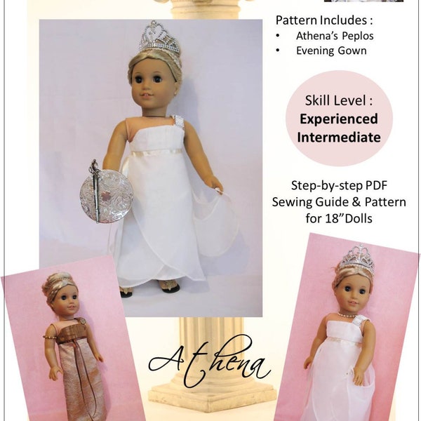 Athena Dress 18 inch Doll Clothes Pattern Fits Dolls such as American Girl® - Little Miss Muffett - PDF - Pixie Faire