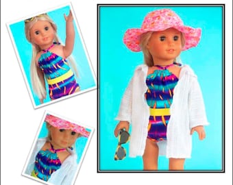 Surf Side 3-in-1 Set 18 inch Doll Clothes Pattern Fits Popular 18" Dolls - Flossie Potter - PDF - Pixie Faire