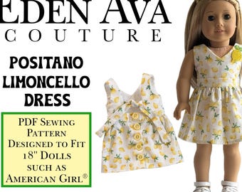 Positano Limoncello Dress 18 inch Doll Clothes Pattern Fits Popular 18" Dolls - Eden Ava Couture - PDF - Pixie Faire