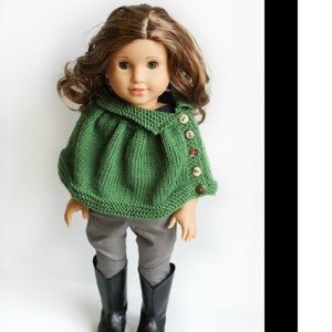 Kristin Cape 18 polegadas Boneca Roupas Tricô Padrão Serve Popular 18&quot; Bonecas - A Little Knitty - PDF - Pixie Faire