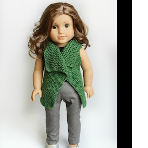 Kimberly Vest 18 inch Doll Clothes Knitting Pattern Fits Popular 18&quot; Dolls - A Little Knitty - PDF - Pixie Faire