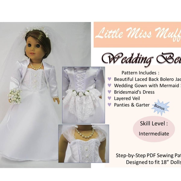 Wedding Belles 18 inch Doll Clothes Pattern Fits Dolls such as American Girl® - Little Miss Muffett - PDF - Pixie Faire