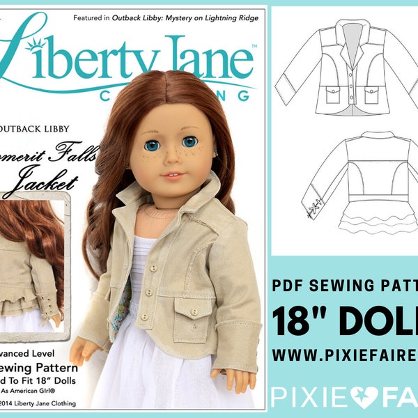 Boomerit Falls Jacket 18 inch Doll Clothes Pattern Fits Dolls such as American Girl® - Liberty Jane - PDF - Pixie Faire