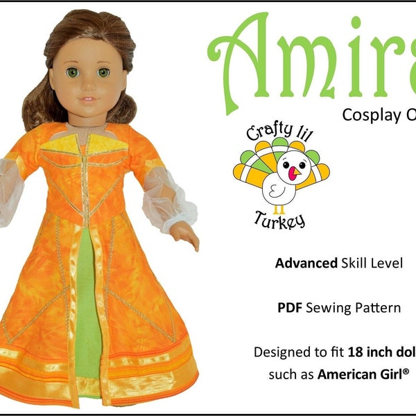 Amira Cosplay Outfit 18 inch Doll Clothes Pattern Fits Dolls such as American Girl® - Crafty Lil Turkey -PDF- Pixie Faire