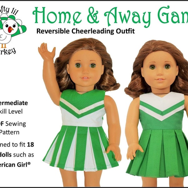 Home & Away Game Reversible Cheer Outfit 18 inch Doll Clothes Pattern - Crafty Lil Turkey -PDF- Pixie Faire