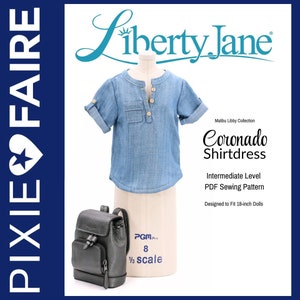 Coronado Shirtdress and Top 18 inch Doll Clothes Pattern Fits Popular 18&quot; Dolls - Liberty Jane - PDF - Pixie Faire