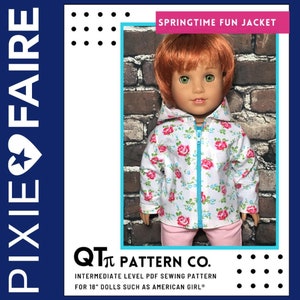 Patrón de ropa para muñecas de 18 pulgadas con chaqueta divertida de primavera, se adapta a las muñecas más populares de 18 pulgadas - QTπ Pattern Co - PDF - Pixie Faire