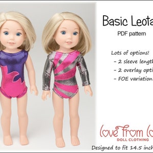 Basic Leotard 14.5 inch Doll Clothes Pattern Designed to Fit Dolls such as WellieWishers™ - Love From Lola - PDF - Pixie Faire