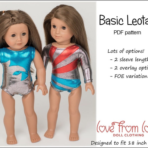 Patrón de ropa de muñeca de leotardo básico de 18 pulgadas diseñado para adaptarse a muñecas como American Girl® - Love From Lola - PDF - Pixie Faire