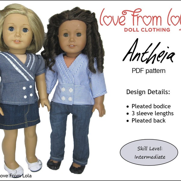 Antheia Blouse 18 inch Doll Clothes Pattern Designed to Fit Dolls such as American Girl® - Love From Lola - PDF - Pixie Faire