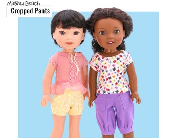 Malibu Beach Cropped Pants & Shorts 14.5 inch Doll Clothes Pattern Instant Download - 123 Mulberry Street -PDF- Pixie Faire