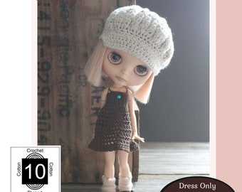 Strappy Crochet Dress 12 inch Doll Clothes Crochet Pattern Fits 12" Blythe™ Dolls - Pinku Jane - PDF - Pixie Faire