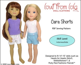 Cara Shorts 14.5-15 inch Doll Clothes Pattern Fits Dolls such as WW or Ruby Red Fashion Friends™ - Love From Lola - PDF - Pixie Faire
