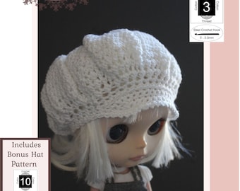 Newsie Cap 12 inch Doll Clothes Crochet Pattern Fits 12" Blythe™ Dolls - Pinku Jane - PDF - Pixie Faire