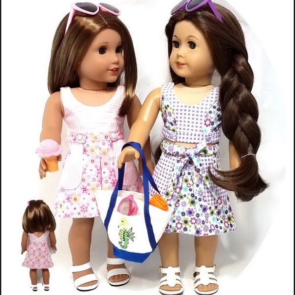 Key West Wrap Dress, Top, Skirt, Bag 18 inch Doll Clothes Pattern Fits Doll such as American Girl®- Frog Princess Fashions -PDF- Pixie Faire