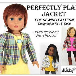 Perfectly Plaid Jacket 18 inch Doll Clothes Pattern Fits Dolls such as American Girl® - DKinley Designs - PDF - Pixie Faire