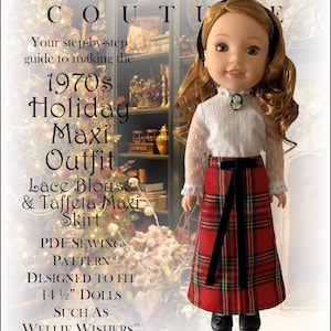 1970s Holiday Maxi Outfit 14.5 inch Doll Clothes Pattern Fits Dolls Such as WellieWishers™ - Eden Ava Couture - PDF - Pixie Faire