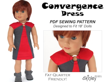 Convergence Dress 18 inch Doll Clothes Pattern Fits Popular 18" Dolls - DKinley Designs - PDF - Pixie Faire