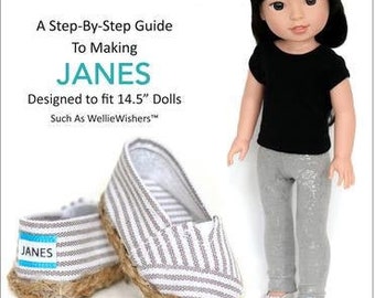 JANES Shoes 14-14.5 inch Doll Clothes Pattern Fits Dolls Such As WellieWishers™ & Hearts For Hearts™ - Liberty Jane -PDF- Pixie Faire