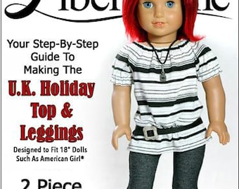 UK Holiday Top and Leggings 18 inch Doll Clothes Pattern Fits Popular 18" Dolls - Liberty Jane - PDF - Pixie Faire