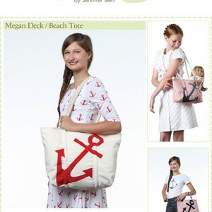 Patrón de costura para bolso de playa o de terraza Megan para niñas - Bonjour Teaspoon - PDF - Pixie Faire