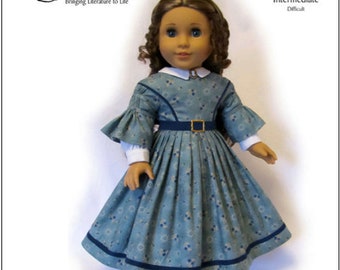 1850's Day Dress 18 inch Doll Clothes Pattern Fits Popular 18" Dolls - Thimbles and Acorns - PDF - Pixie Faire