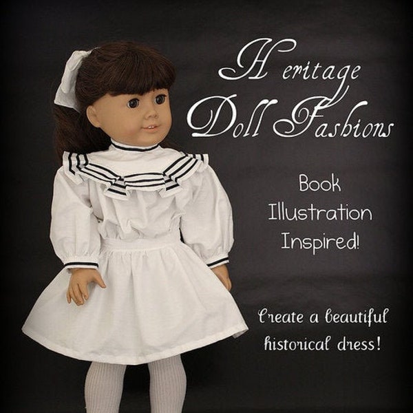 1904 Ice Cream Dress 18 inch Doll Clothes Pattern Fits Dolls such as American Girl® - Heritage Doll Fashions - PDF - Pixie Faire