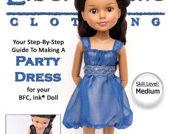 Aspen Party Dress 18 inch Doll Clothes Pattern Fits SLIM 18” BFC, Ink. Dolls - Liberty Jane - PDF - Pixie Faire
