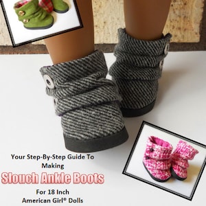 Slouch Ankle Boots 18 inch Doll Clothes Shoe Pattern Fits Dolls such as American Girl® - Miche Designs - PDF - Pixie Faire