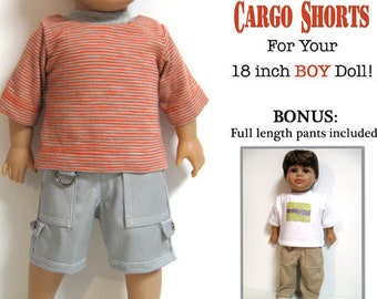 Cargo Shorts, Pants 18 inch Doll Clothes Pattern Fits Boy Dolls such as American Girl® - 123 Mulberry Street - PDF - Pixie Faire