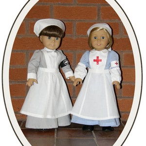 Edith WW1 VAD Nurse Uniform 18 inch Doll Clothes Pattern Fits Popular 18&quot; Dolls - Genniewren Designs - PDF - Pixie Faire
