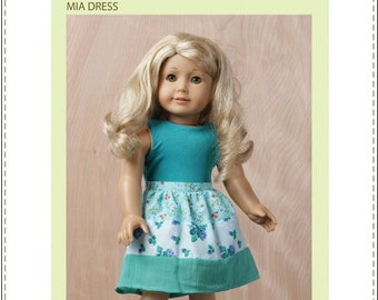 Mia Dress 18 inch Doll Clothes Pattern Designed to Fit Dolls such as American Girl® - Bonjour Teaspoon - PDF - Pixie Faire