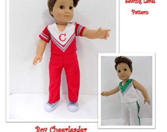 Boy Cheerleader 18 inch Doll Clothes Pattern Fits Dolls such as American Girl® - Jelly Bean Soup Designs - PDF - Pixie Faire