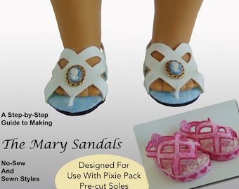 The Mary Sandals 18 inch Doll Clothes Shoe Pattern Fits Popular 18" Dolls - Sharp Dressed Dolls - PDF - Pixie Faire