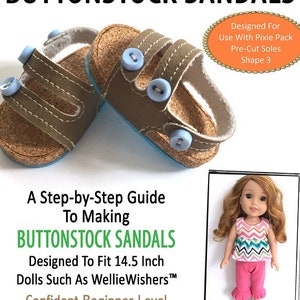 Buttonstock Sandals 14.5 inch Doll Clothes Shoe Pattern Fits Dolls such as WellieWishers™ - Miche Designs - PDF - Pixie Faire