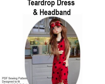 Teardrop Dress, Headband Doll Clothes Pattern Fits MSD BJD Dolls such as Kaye Wiggs® - Jacqui Angus Creations & Designs - PDF - Pixie Faire
